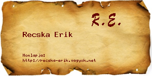 Recska Erik névjegykártya